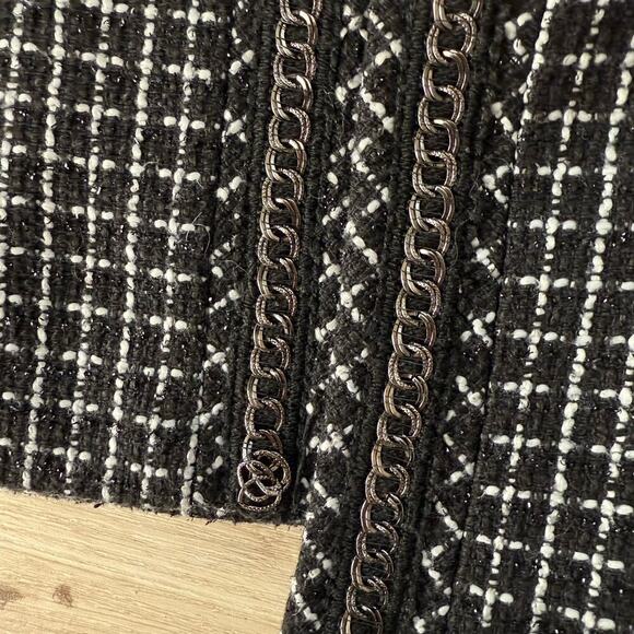 Antonio Melani Black White Tweed Blazer Jacket with Chain Detail Size 4 - Picture 5 of 9